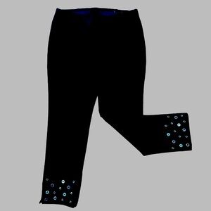 Elegant Black Embellished Women's Pants
